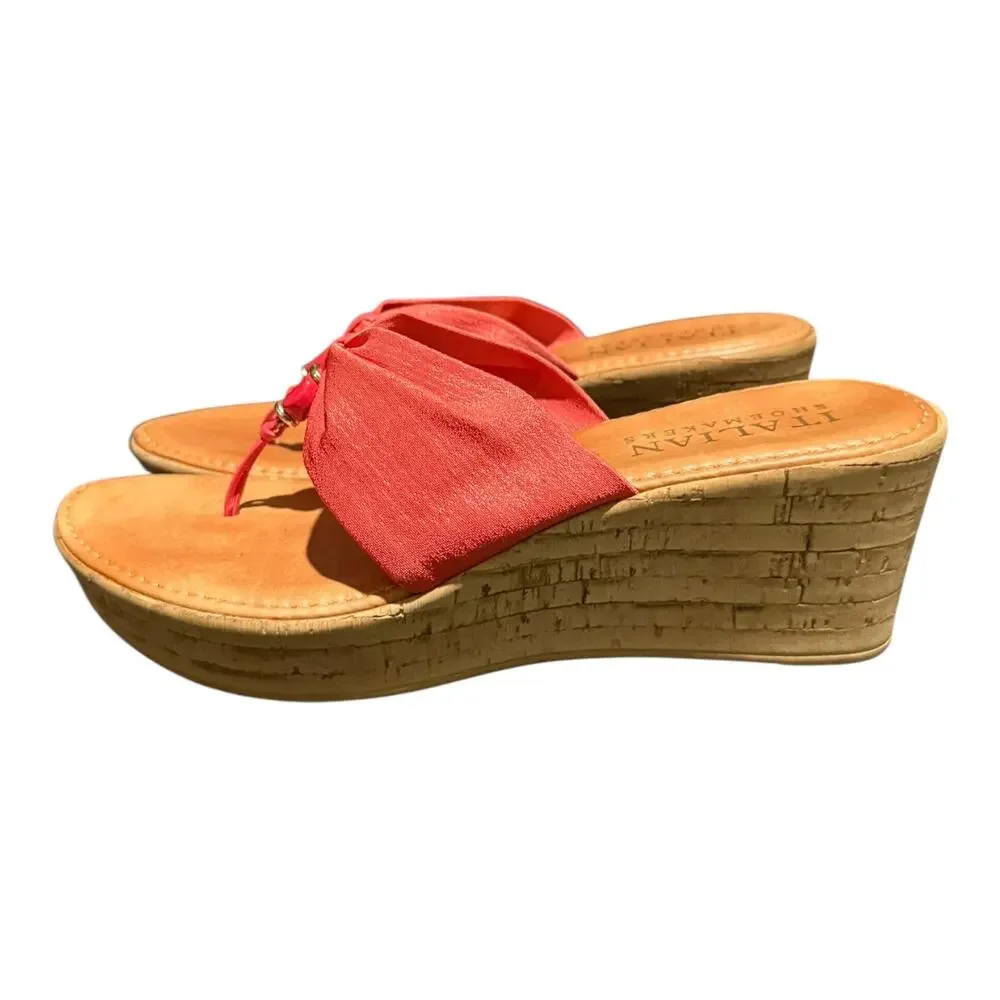 Italian Shoemakers Pink Bow Slide Sandals Women’s 9.5 Casual Summer Flip Flops - Picture 5 of 10